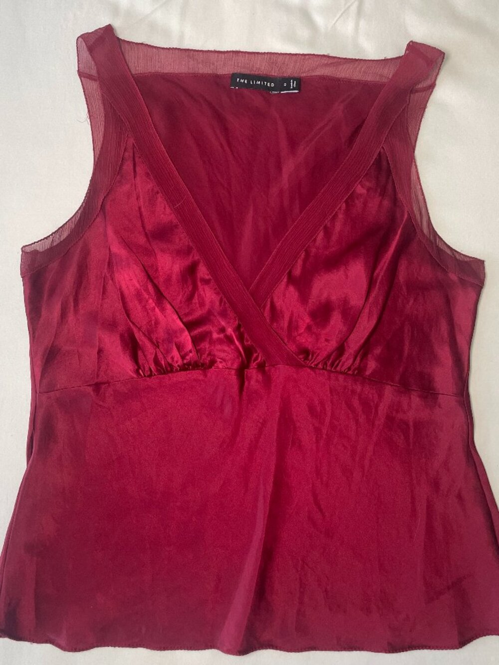 The Limited Cranberry Silk Romantic Blouse